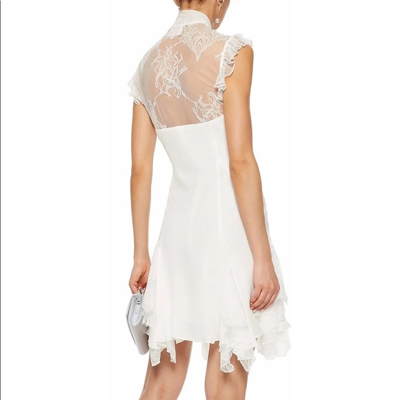 Cinq a Sept Silk Mini Lace Ruffle White Dress - Picture 13 of 13